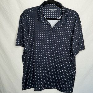 Mizzen + Main Classic Polo Shirt Mens Large Blue Floral Golf Performance Stretch